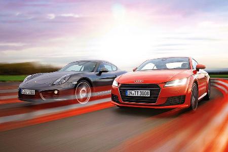 Audi TT Coup 2.0 TFSI, Porsche Cayman, Frontansicht Audi TT Coup 2.0 TFSI, Porsche Cayman, Frontansicht