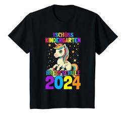 Kinder Tschüss Kindergarten Hallo Schule 2024 Kita Abgänger Einhorn T-Shirt von 1 Klasse Einschulung Kindergarten Mädchen Shop
