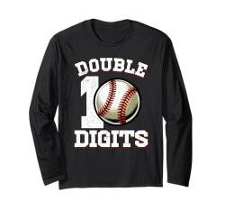 Doppelstellige Geburtstagsdekorationen Junge 10 Baseball Liebhaber Fan Langarmshirt von 10 Year Old Birthday Baseball 10th Bday Tee