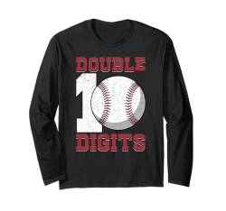 Doppelstellige Geburtstagsdekorationen Junge 10 Baseball Liebhaber Fan Langarmshirt von 10 Year Old Birthday Baseball 10th Bday Tee