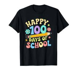 Happy 100 Days Of School Groovy 70's 100 Days für Jungen und Mädchen T-Shirt von 100 Days Of School 2024 Teacher Student