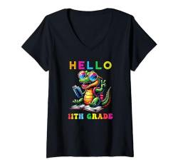 Damen Hallo Alligatorliebhaber aus der elften Klasse, Schulanfang T-Shirt mit V-Ausschnitt von 11th Grade First Day of School Outfits Boy Girl