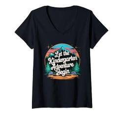 Damen Lass das Kindergartenabenteuer beginnen — am ersten Schultag T-Shirt mit V-Ausschnitt von 1st Day Back To School Teacher Co