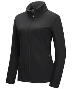 33,000ft Damen Softshelljacke Wasserdichte Winddichte Funktionsjacke Atmungsaktive Übergangsjacke Leichte Fahhradjacke zum Golf, Laufen, Wandern Schwarz M von 33,000ft