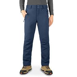 33,000ft Herren Wasserdichte Hose Warm Fleece Gefüttert Ski Schneehose Thermo Softshellhose für Golf Wandern Spaziergang, Dunkles Jeansblau, 34W x 34L von 33,000ft