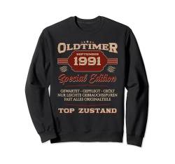 33. Geburtstag Mann Oldtimer September Jahrgang 1991 Lustig Sweatshirt von 33. Geburtstag September Jahrgang 1991 Vintage