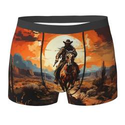 351 Cowboy Sunset Desert Red Western Vintage Herren Boxershorts Classic Shorts Trunks Weich Retroshorts Bequeme Unterwäsche M von 351