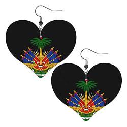 Damen Ohrringe Ohrhänger Leichte Ohrringe Hängend Kunstleder Schmuck Haiti-Wappen von 351