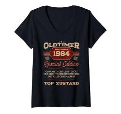 Damen 40. Geburtstag Mann Oldtimer September Jahrgang 1984 Lustig T-Shirt mit V-Ausschnitt von 40. Geburtstag September Jahrgang 1984 Vintage