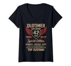 Damen 42. Geburtstag 42 Jahre Einzigartiger Oldtimer 42er T-Shirt mit V-Ausschnitt von 42 Jahre Mann Männer 42 Geburtstag Deko Geschenk