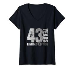 Damen 43 jahre alte männer geschenk 43 geburtstagsgeschenk für frauen T-Shirt mit V-Ausschnitt von 43 year old women gift 43th birthday gifts for men