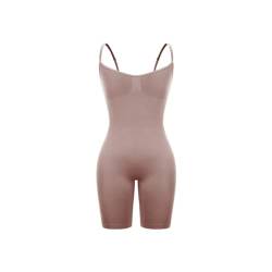 4femm Shapewear Damen Sculpting - Formender Body für maximalen Bauchweg-Effekt, Damen Shapewear mit verstellbare Schultergurte, Body Shaper elastisch & hautfreundlich (Beige, S) von 4femm