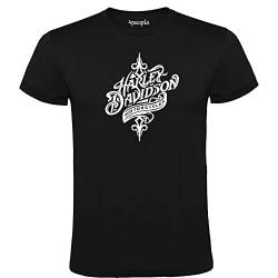 Schwarzes T-Shirt mit Harley Davidson-Logo, 100 % Baumwolle, Herren, Größen S M L XL XXL, Schwarz , M von 4people