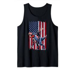 Dino Abraham Lincoln 4th Of July Shirt Boys American Flag Tank Top von 4th of July Independence Day By GnineZa