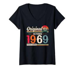 Damen 55. Geburtstag Geschenke Mann Oktober Jahrgang 1969 T-Shirt mit V-Ausschnitt von 55. Geburtstag Geschenke Oktober Jahrgang 1969