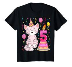 Kinder Kids 5th Birthday Cute Cat 5 Years Old Birthday Party Cat T-Shirt von 5th Birthday Party Gifts Co.