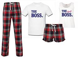 Der Chef The Real Boss Paare Passende Pyjama Tartan Set Paare Schlafanzüge Weihnachten Geburtstag - Rot, Ladies L Mens M von 60 Second Makeover Limited