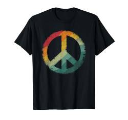 Retro Design Friedenszeichen Peace Zeichen T-Shirt von 60er 70er 80er Retro Friedenszeichen Geschenke