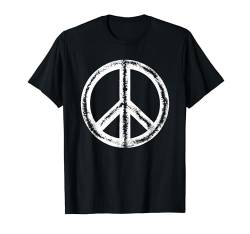 Retro Design Friedenszeichen Peace Zeichen T-Shirt von 60er 70er 80er Retro Friedenszeichen Geschenke