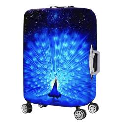 7-Mi Koffer Abdeckung 3D Print Design Reise Gepäck Protector Trolley Case Cover 22"-24" Hülle, BluePeacock von 7-Mi