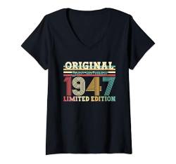 Damen 77. Geburtstag Geschenk Mann September Jahrgang 1947 T-Shirt mit V-Ausschnitt von 77. Geburtstag Geschenke September Jahrgang 1947