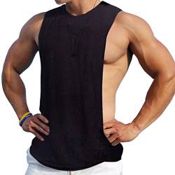 7Power Herren ärmellose Muscle Stringer Weste Cut Open Gym Training Bodybuilding Tanktop Color Black Size L von 7Power