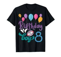 8 Jahre alter Rugby Boy 8. Geburtstag Geschenke für Jungen Rugbyspieler T-Shirt von 8 Year Old Rugby Birthday Party 8th Player Bday Te