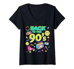 Damen Back To 90's 1990s Retros 90s Party Outfit Men Women Kids T-Shirt mit V-Ausschnitt von 80s 90s Funny Costume Men Women Boys Girls Kids