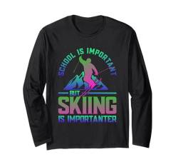 Ski 90er 80er Ski Outfit Retro Skifahren Langarmshirt von 80s 90s Ski Bekleidung für Frauen Männer