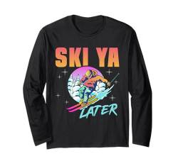 Ski 90er 80er Ski Outfit Retro Skifahren Langarmshirt von 80s 90s Ski Bekleidung für Frauen Männer