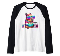 Capybara Lustiges T-Shirt im 90er-Jahre-Retro-Stil, cooles niedliches T-Shirt für Kinder Raglan von 90s Style Retro Capybara Graphic Viral Meme Tees