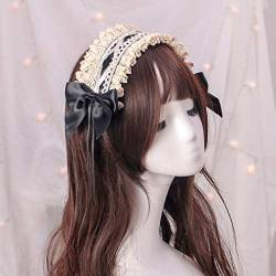 Damen Gothic Lolita Haarband, Kopfband, Stirnband, Haarkranz, Kopfschmuck, Women Stirnband Stirnbänder Kopfband Haarspange Haarband Headband Sport Turban Haarschmuck (Schwarz) von 95sCloud