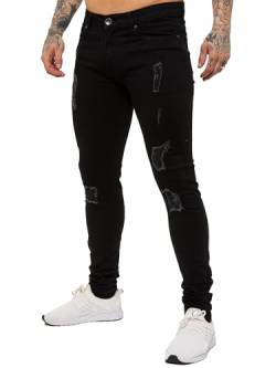 989Zé ENZO Herren Jeans Slim Fit Jeanshose Stretch Denim Designer Hose Destroyed EZ383 SCHWARZ 34W / 30L von 989Zé ENZO