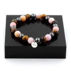 A Bijoux Armband Tigeraugenperlen + Rosa Opal + Hämatit 8 mm von A Bijoux