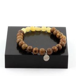 A Bijoux Armband aus gelbem Calcit aus dem Vereinigten Königreich + 8 mm Holzperlen von A Bijoux