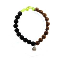 A Bijoux Peridot-Armband aus Myanmar (Burma) + mattschwarze Onyxperlen + Holz 8 mm von A Bijoux