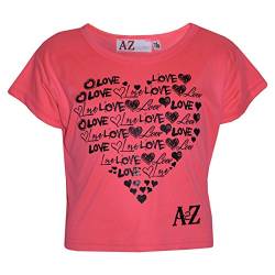 A2Z 4 Kids Mädchen Top Kinder Love Aufdruck T-Shirt Crop Top - New Crop Top Love Neon Pink 13.1 von A2Z 4 Kids