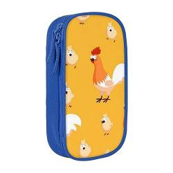 AABSTBFM Huhn Küken Federmäppchen Große Kapazität Fach Bleistift Stift Tasche Tasche mit Reißverschluss – Ideales Geschenk für Schule, Büro und Reisen, Schwarz, blau, Einheitsgröße, Schulranzen von AABSTBFM