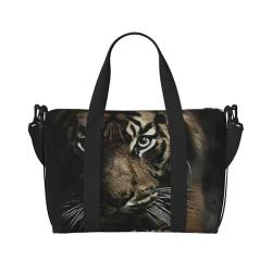 Reisetasche für Damen und Herren, Motiv: Wilde Tiere, Tiger, Wochenende, Übernachtung, mit verstellbarem Schultergurt und Griff, Schwarz , Einheitsgröße, Reisetasche von AABSTBFM