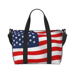 Reisetasche mit amerikanischer Flagge, patriotisch bedruckt, für Damen und Herren, Wochenendtasche mit verstellbarem Schultergurt und Griff, Schwarz , Einheitsgröße, Reisetasche von AABSTBFM