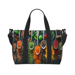 Spices bedruckte Reisetasche für Damen und Herren, Wochenendtasche mit verstellbarem Schultergurt und Griff, Schwarz , Einheitsgröße, Reisetasche von AABSTBFM