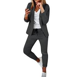 Hosenanzüge Für Damen Business Modern Elegant Blazer Anzug Set Einfarbig Streetwear Zweiteilig Hosenanzug Anzughose Revers Slim Fit Sportlich Büro Outfit tages deal von AACH