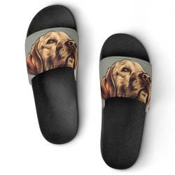 AADFAEWR Dusche Sandalen Labradorhund Mit Herzmuster Badeschuhe Hausrutschen Für Männer Frauen von AADFAEWR