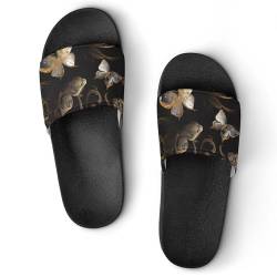 Dusche Sandalen Gold Black Butterflies Badeschuhe Hausrutschen Für Männer Frauen von AADFAEWR