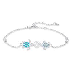 ABIGY Schildkröte Armband 925 Sterling Silber Schildkröten Opal Armband Verstellbare Meeresthema Armband Schildkröte Schmuck Geschenk für Damen Mädchen von ABIGY