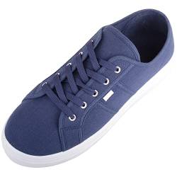 Damen Mädchen Minimalistische Schnürschuh Canvas Turnschuhe Sneaker, navy, 38 EU von ABSOLUTE FOOTWEAR