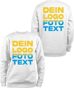 ACE Sweatshirt zum selbst Bedrucken - selber gestalten mit Text, Bild, Logo - Sweat-Pullover aus Baumwolle - Weiß - L von ACE