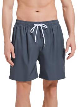 ACHTELEPHS Badehose Herren Kurz Badeshorts mit Mesh Jungen Männer Bademode Swim Shorts Schwimmhose Grau M von ACHTELEPHS