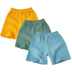 ACMEDE 3er Pack Kinder Jungen Mädchen Shorts Hotpants Baumwolle Freizeit Sommer Musselin Hosen 1-9 Jahre Einfarbige Baumwolle Schlafanzug Sommerhose Kurze Hosen 80/86/92/98/104/116/122/128/134 von ACMEDE