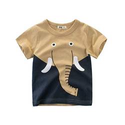 ACMEDE Baby Unisex Kurzarm T-Shirt Sommer-Kleinkind Kinder Jungen Mädchen Baumwoll T-Shirt Karikatur Elefant Muster Beiläufiges Kurzarm Tops,1-10 Jahre von ACMEDE